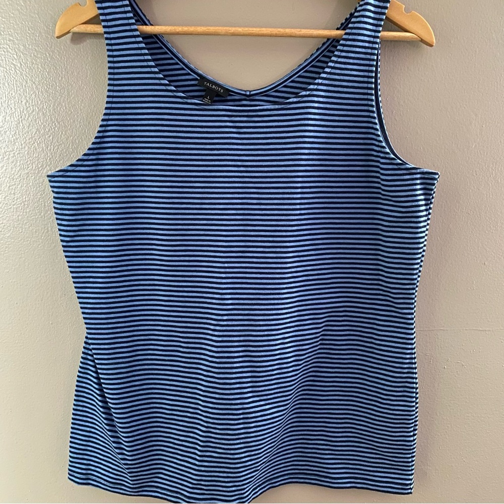 Talbots Blue and Navy Striped Tank Top